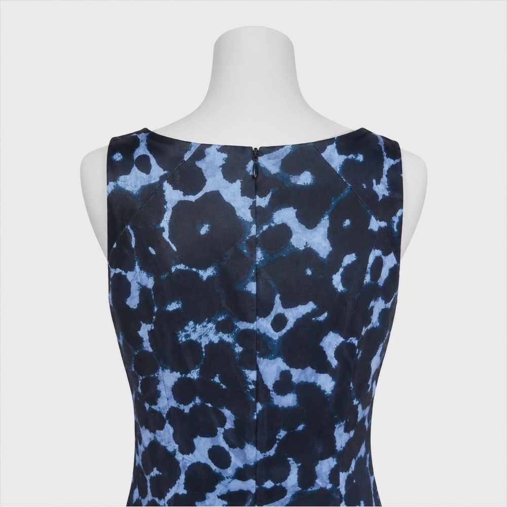 NWT. Size 8T. Ann Taylor Blue & Black Leopard Print Sleeveless Sheath Midi Dress - Picture 10 of 13